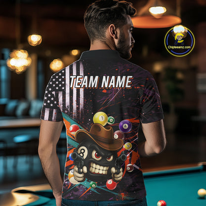 Funny 8 Ball Pool Graffiti Style Billiard Shirt For Men Custom Billiard Team Jersey Outfit TDM5548