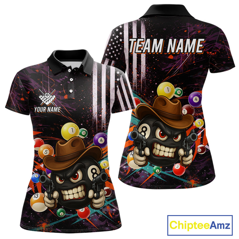 Funny 8 Ball Pool Graffiti Style Billiard Shirt For Women Custom Billiard Team Jersey Outfit TDM5548