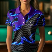 Load image into Gallery viewer, Personalized Blue Purple 3D 8 Ball Billiards Pool Shirts For Women Custom Billiard Team Jerseys TDM3626