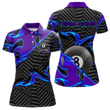 Load image into Gallery viewer, Personalized Blue Purple 3D 8 Ball Billiards Pool Shirts For Women Custom Billiard Team Jerseys TDM3626