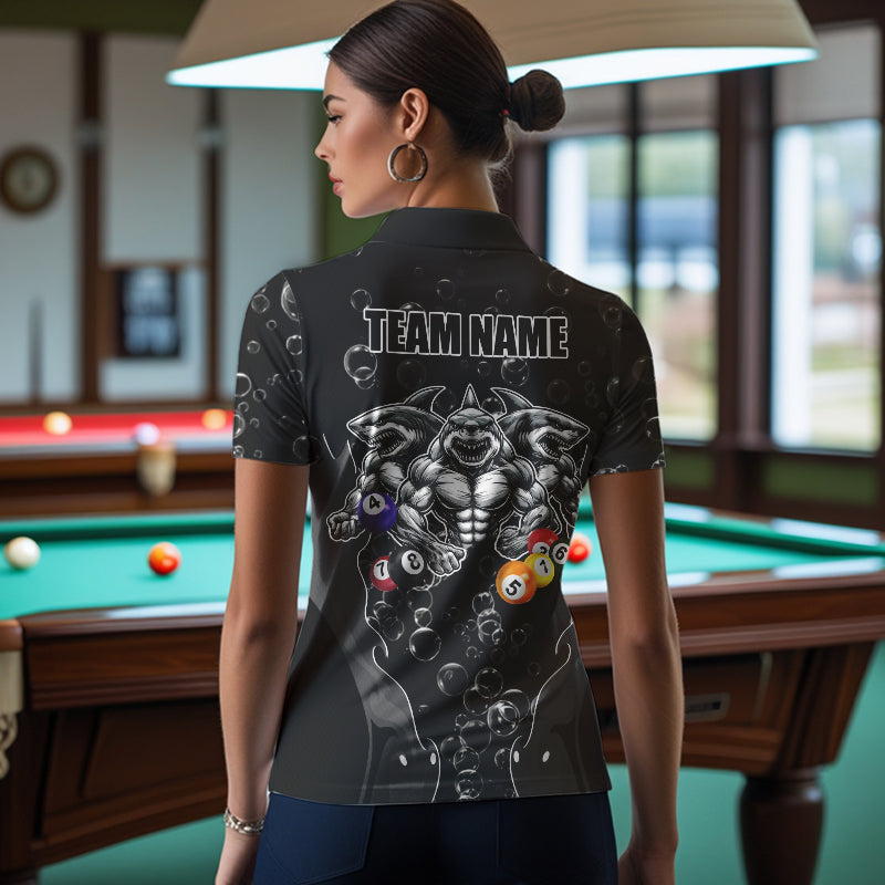 Personalized Funny Sharks 3D Pool Balls Billiard Shirts For Women Custom 8 & 9 Ball Billiard Jerseys TDM3628