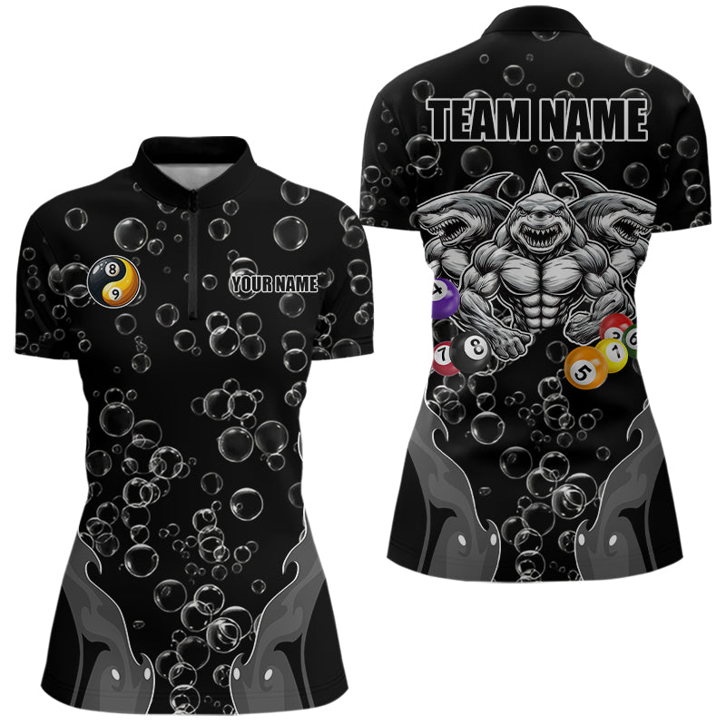 Personalized Funny Sharks 3D Pool Balls Billiard Shirts For Women Custom 8 & 9 Ball Billiard Jerseys TDM3628