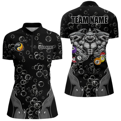 Personalized Funny Sharks 3D Pool Balls Billiard Shirts For Women Custom 8 & 9 Ball Billiard Jerseys TDM3628