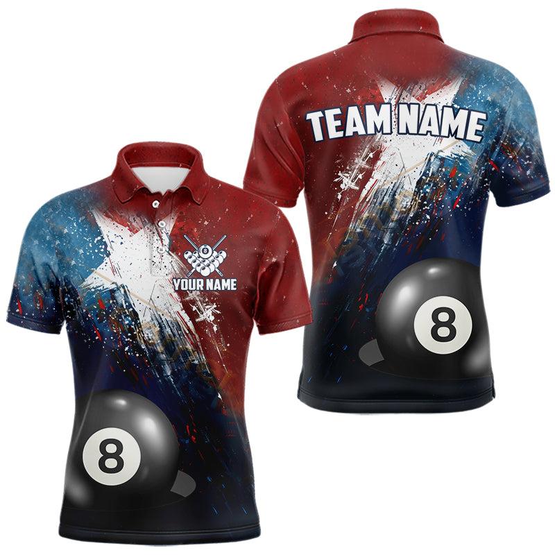 Personalized Grunge Texas Flag 8 Ball Billiard Pool Shirt For Men, Patriotic Texas Billiard Jerseys TDM3631