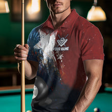 Load image into Gallery viewer, Personalized Grunge Texas Flag 8 Ball Billiard Pool Shirt For Men, Patriotic Texas Billiard Jerseys TDM3631