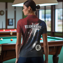 Load image into Gallery viewer, Personalized Grunge Texas Flag 8 Ball Billiard Pool Shirt For Women, Patriotic Texas Billiard Jerseys TDM3631
