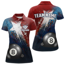 Load image into Gallery viewer, Personalized Grunge Texas Flag 8 Ball Billiard Pool Shirt For Women, Patriotic Texas Billiard Jerseys TDM3631