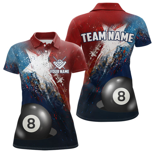 Personalized Grunge Texas Flag 8 Ball Billiard Pool Shirt For Women, Patriotic Texas Billiard Jerseys TDM3631