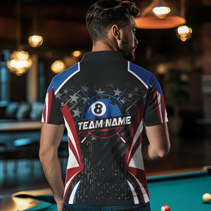 Personalized 8 Ball Pool Billiard Jerseys For Men Custom US Flag Billiard Shirts Team Pool Player TDM3632