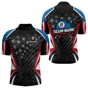 Personalized 8 Ball Pool Billiard Jerseys For Men Custom US Flag Billiard Shirts Team Pool Player TDM3632