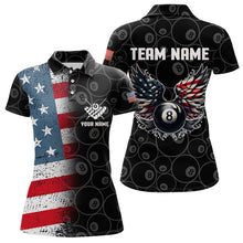 Load image into Gallery viewer, Personalized US Flag Funny 8 Ball Pool Wings Billiard Shirts For Women, American Team Billiard Jersey TDM3634