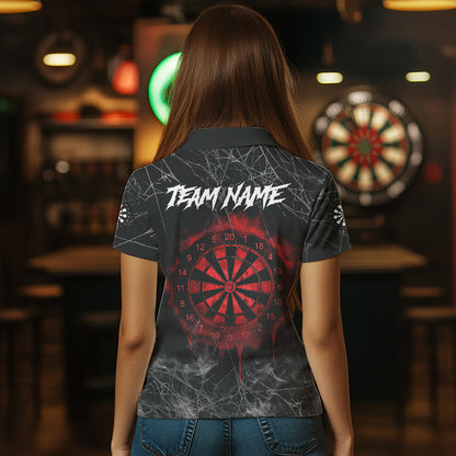 Black And Red Smoke Grim Reaper Funny Dart Shirts For Women Custom Dart Jerseys, Darts Clothing  TDM3785