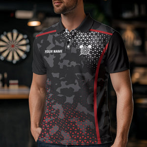 Black And Red Camo Dart Shirt With Pocket Option For Men Custom Darts Jersey TDM3787