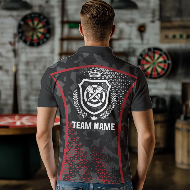 Black And Red Camo Dart Shirt With Pocket Option For Men Custom Darts Jersey TDM3787