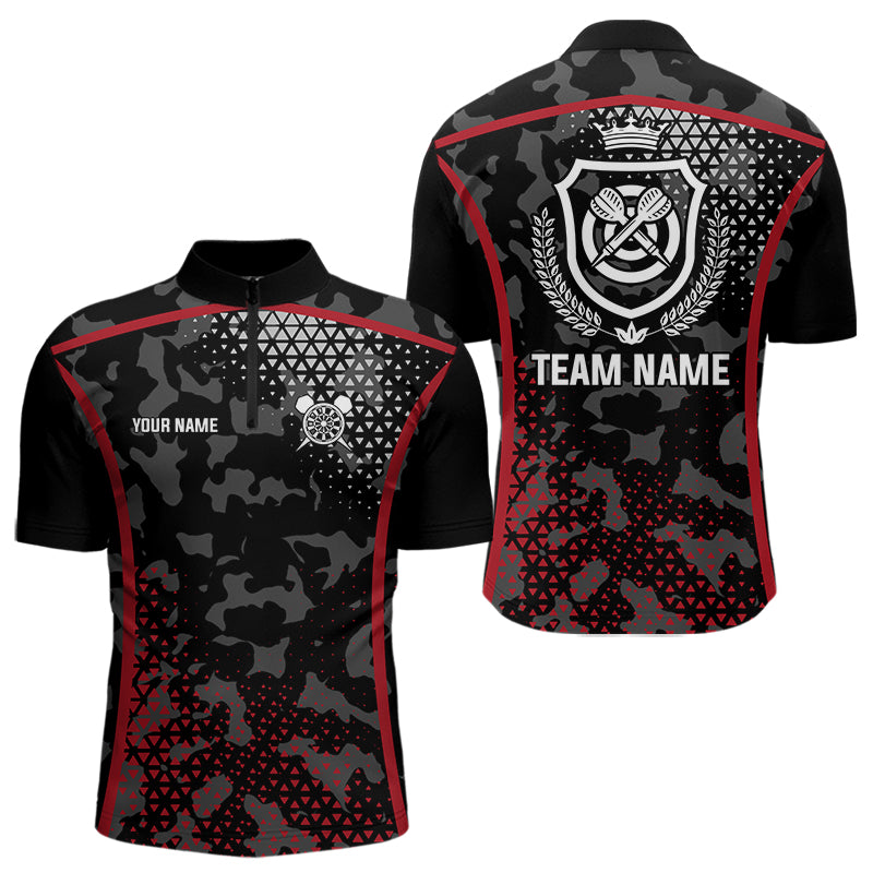Black And Red Camo Dart Shirt With Pocket Option For Men Custom Darts Jersey TDM3787
