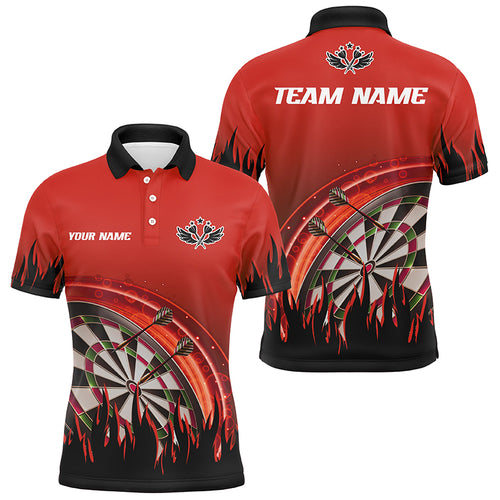 Personalized Red Darts Flame Men Polo Shirts Custom Team League Darts Jersey Attire For Player TDM1521