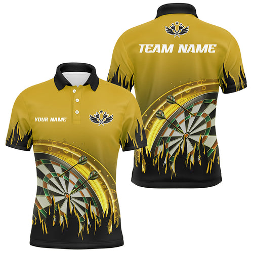 Personalized Yellow Darts Flame Men Polo Shirts Custom Team League Darts Jersey Attire For Player TDM1522