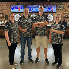 Load image into Gallery viewer, Personalized Green Camo Skull Darts Shirt For Women Custom Darts League Jersey Team Polo &amp; 1/4 Zip TDM6402