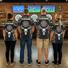Load image into Gallery viewer, Personalized Green Camo Skull Darts Shirt For Women Custom Darts League Jersey Team Polo &amp; 1/4 Zip TDM6402
