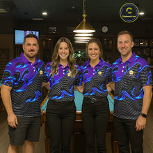 Load image into Gallery viewer, Personalized Blue Purple 9 Ball Pool Billiards Shirts For Men, Billiard Team Jersey Polo &amp;1/4 Zip TDM6403