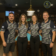 Load image into Gallery viewer, Personalized Green Camo Skull Billiard Shirt For Women, 9 Ball Billiard Team Jersey Polo &amp; 1/4 Zip TDM6401