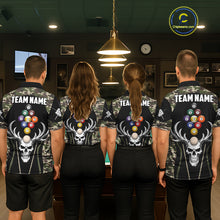 Load image into Gallery viewer, Personalized Green Camo Skull Billiard Shirt For Women, 9 Ball Billiard Team Jersey Polo &amp; 1/4 Zip TDM6401