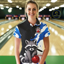 Load image into Gallery viewer, Custom Women's Bowling Shirts Funny Raccoon Bowling Jersey, Bowling Polo &amp; Quarter Zip Team Shirts TDM6597
