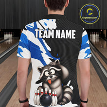 Load image into Gallery viewer, Funny Raccoon Blue Camo Bowling Shirts For Men Custom Bowling Team Jersey Bowling Polo &amp; 1/4 Zip TDM6598