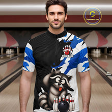 Load image into Gallery viewer, Funny Raccoon Blue Camo Bowling Shirts For Men Custom Bowling Team Jersey Bowling Polo &amp; 1/4 Zip TDM6598