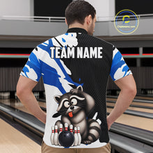 Load image into Gallery viewer, Funny Raccoon Blue Camo Bowling Shirts For Men Custom Bowling Team Jersey Bowling Polo &amp; 1/4 Zip TDM6598