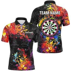 Personalized Dartboard Colorful Paint Custom Black Darts Shirts For Men, Grunge Style Darts Jerseys TDM1894