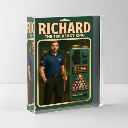 The Trickshot King Toy Box Acrylic Plate Custom Name And Face For Billiard Player TDM4251