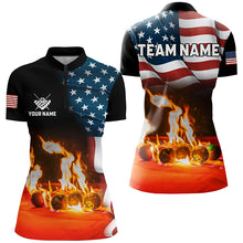 Load image into Gallery viewer, Personalized Billiard Balls Fire American Flag 3D Shirts For Women Custom Patriotic Billiard Apparel TDM2093