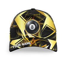 Load image into Gallery viewer, Personalized Yellow Black 8 Ball Pool Billiard Baseball Caps, Top Hats Billiard For Pool Player TDM2097