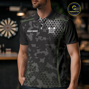 Black & Military Camo Darts Shirt For Men Custom Dart Jersey Pocket Option TDM4652