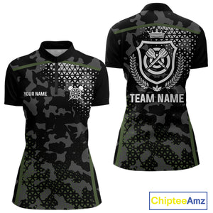 Black & Military Camo Darts Shirt For Women Custom Dart Jersey Pocket Option TDM4652