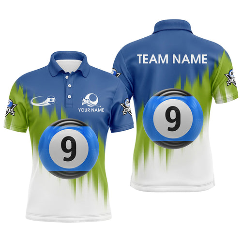 Personalized 9 Ball Pool Player Billiard Polo Shirts For Men, Custom Billiards Jerseys TDM0099