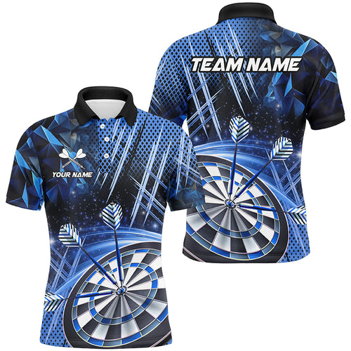 Personalized 3D Glitter Men Darts Shirts Custom Team Dart League Shirts Dart Jerseys |Blue TDM2580
