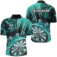Load image into Gallery viewer, Personalized 3D Glitter Men Darts Shirts Custom Team Dart League Shirts Dart Jerseys |Turquoise TDM2581
