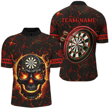 Load image into Gallery viewer, Personalized Fire Flame Skull Magma Pattern Men Darts Shirts, Dart League Shirts Team Jerseys |Red TDM2584