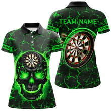 Load image into Gallery viewer, Personalized Fire Flame Skull Magma Pattern Women Darts Shirts, Dart League Shirts Team Jerseys |Blue TDM2586