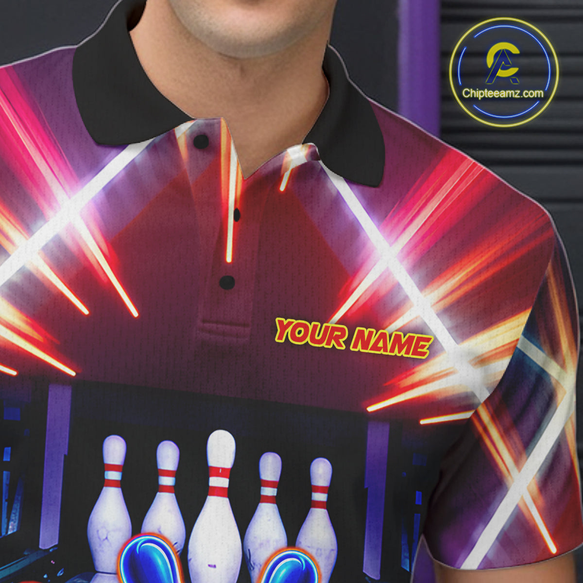 Funny Flame Neon Cowboy Bowling Shirts For Men Custom Bowling Team Jersey Polo & Quarter Zip TDM7659
