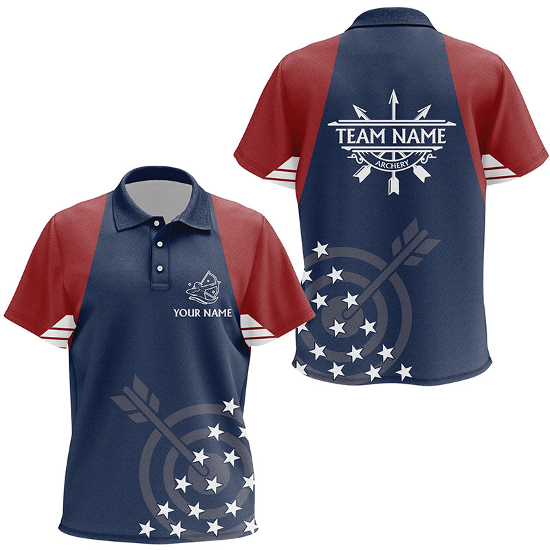 Personalized American Flag Archery Patriotic Shirts For Kid Custom Archery Polo Shirts For Player TDM0419