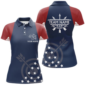 Personalized American Flag Archery Patriotic Shirts For Women Custom Archery Polo Shirts For Player TDM0419