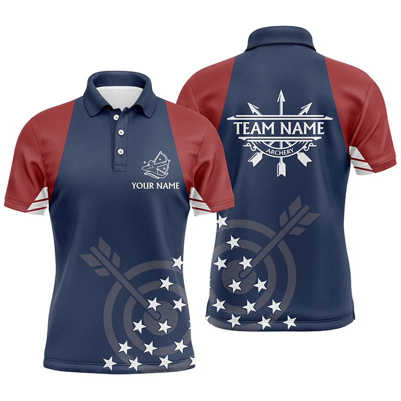 Personalized American Flag Archery Patriotic Shirts For Men Custom Archery Polo Shirts For Player TDM0419