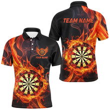 Load image into Gallery viewer, Personalized 3D Dart Board In Fire Burned Men Black Darts Shirts Custom Flame Darts Team Jerseys TDM2835