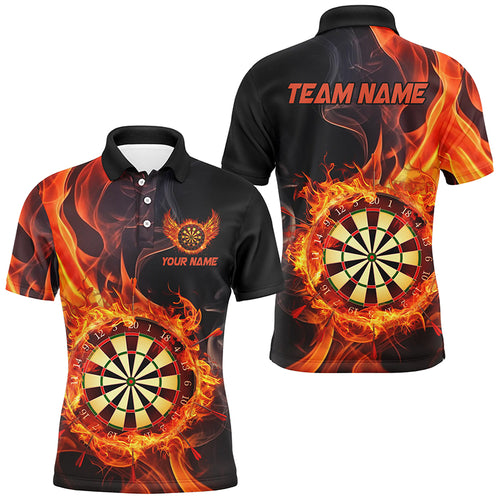 Personalized 3D Dart Board In Fire Burned Men Black Darts Shirts Custom Flame Darts Team Jerseys TDM2835