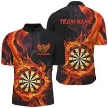 Load image into Gallery viewer, Personalized 3D Dart Board In Fire Burned Men Black Darts Shirts Custom Flame Darts Team Jerseys TDM2835