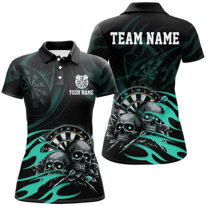 Funny Skull Turquoise Swirl Pattern Dart Shirts For Women Custom Dart Jerseys Dart Team Shirts TDM2836