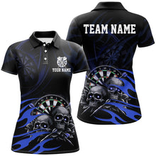 Load image into Gallery viewer, Funny Skull Blue Swirl Pattern Dart Shirts For Women Custom Dart Jerseys Dart Team Shirts Uniform TDM2837